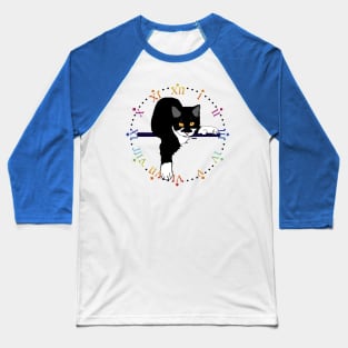 Cute Tuxedo Cat Clock 3:33 AM Copyright TeAnne Baseball T-Shirt